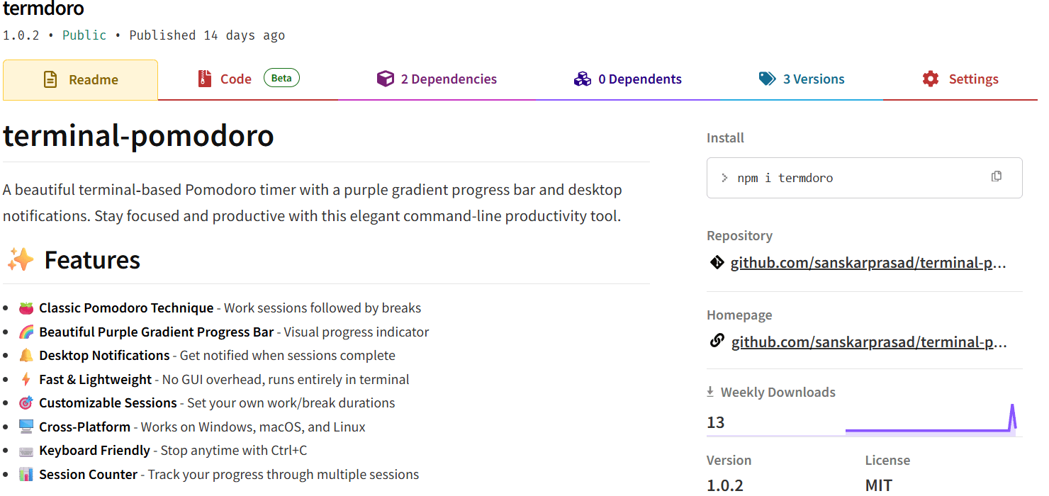 Termdoro- A terminal pomodoro timer
